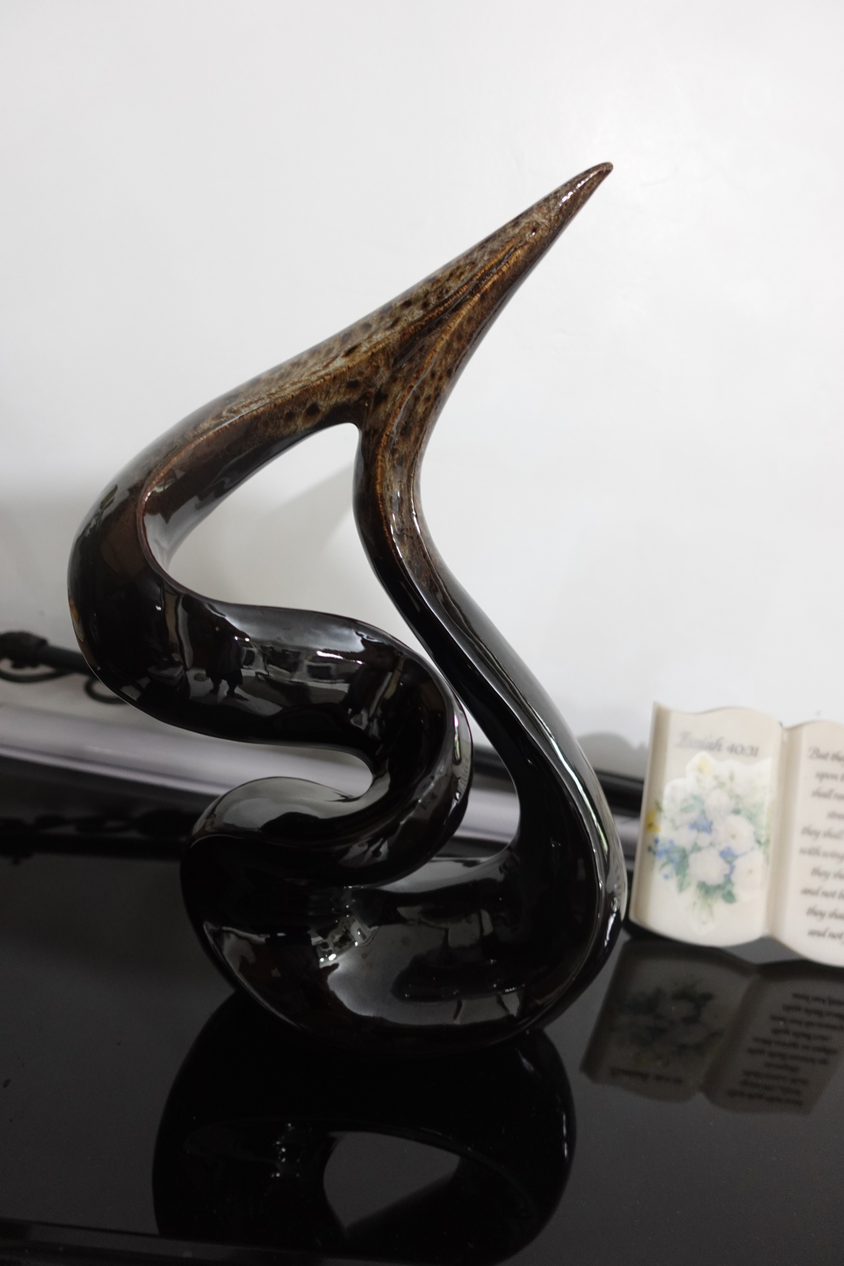 Black Glazed Abstract Ceramic Sculpture