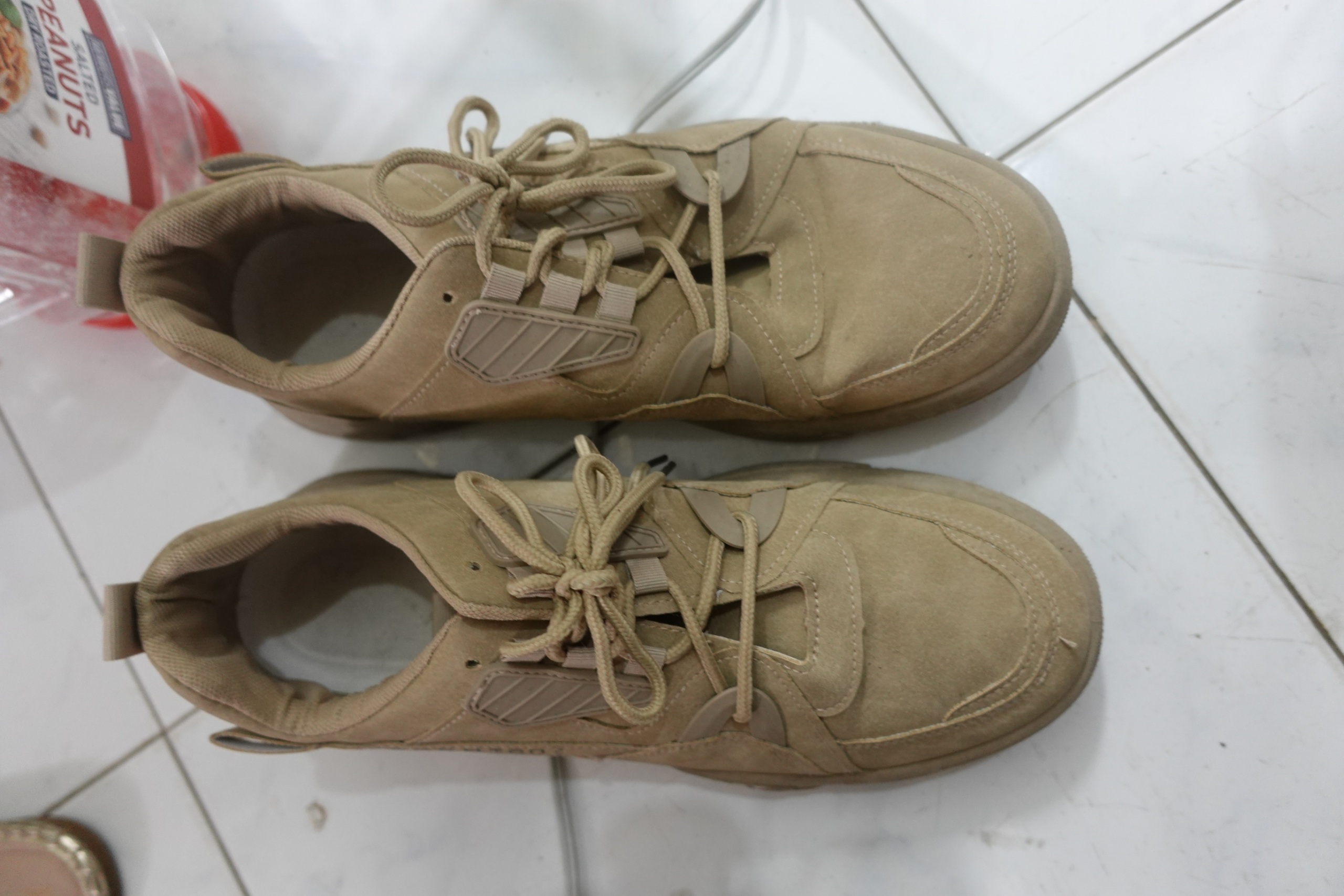 Beige Suede Lace Up Sneakers Unbranded Used